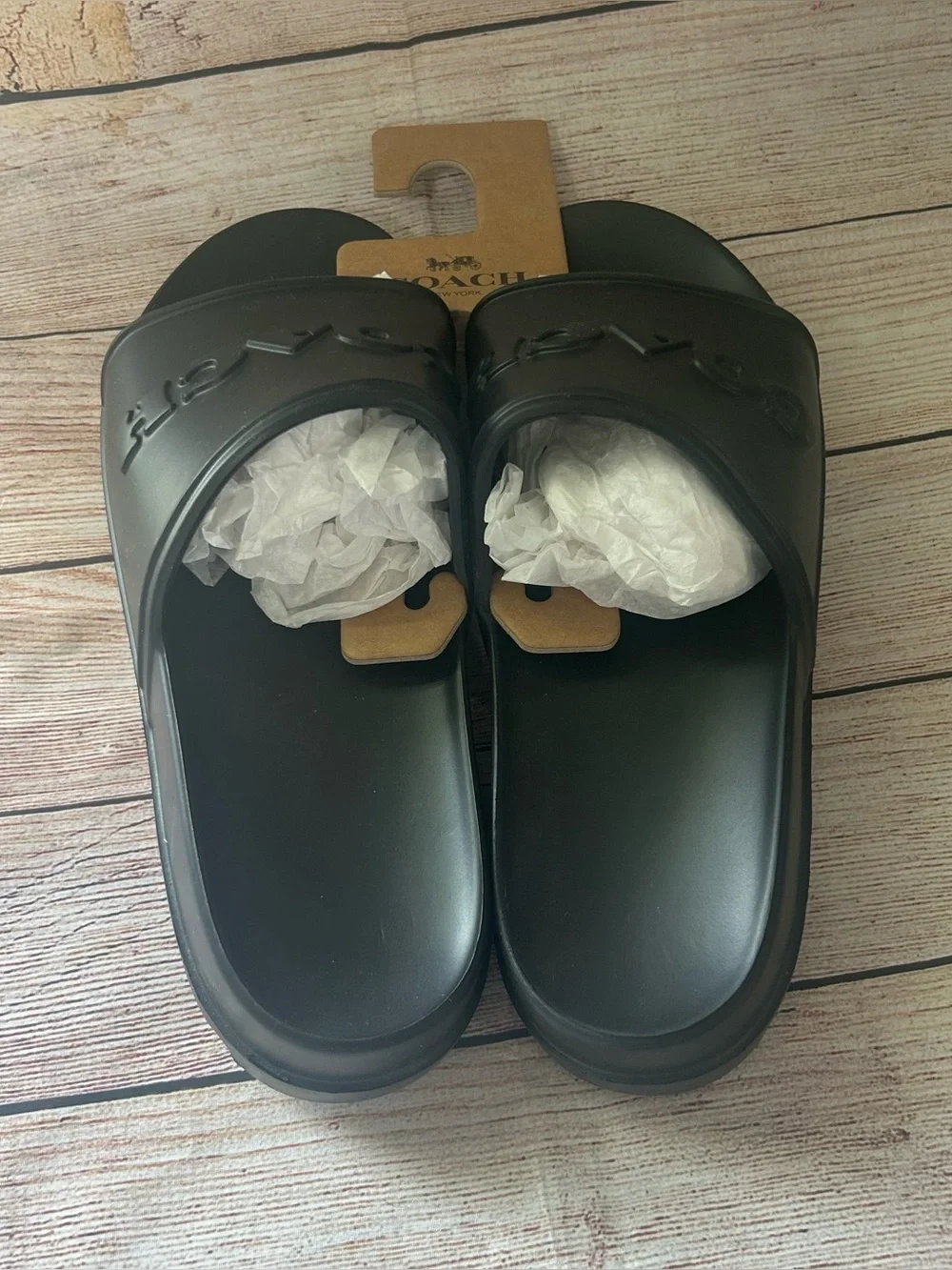 Coach Jesse Slide Sandals Black EVA Logo Men's Size 11